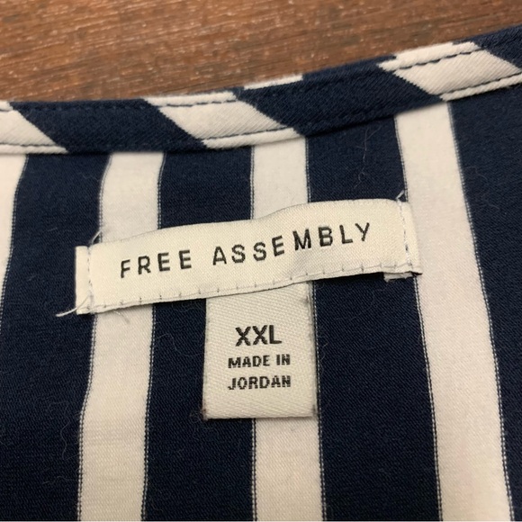 Free Assembly XXL  Blue/White Women's Striped Super Soft Mini T-Shirt Dress - Picture 9 of 10